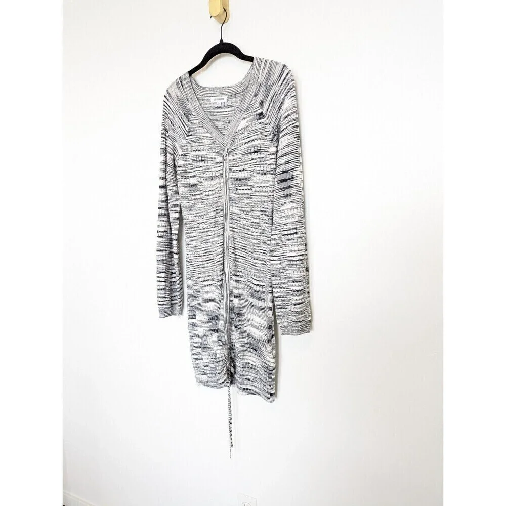 STEVE‎ MADDEN Sophie Dress Womens Size L Black Long Sleeve Bodycon Ruched Casual